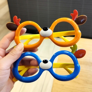 宝宝眼镜框可爱鹿角儿童硅胶玩具无镜片眼镜超萌男童女童装饰镜框