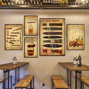 酒吧工业风装饰画美式复古怀旧娱乐会所威士忌画清吧ktv雪茄挂画