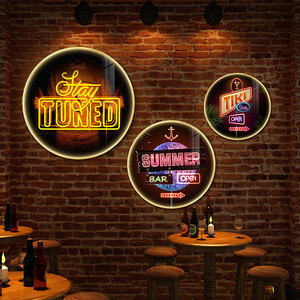 ktv酒吧装饰画发光霓虹灯音乐餐吧清吧墙面挂画夜店酒馆包厢壁画