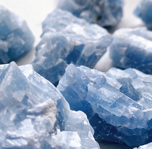 天然蓝方解石海宝蓝水晶原矿裸石矿物晶体标本摆件花盆鱼缸造景