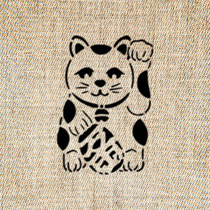 招财招福吉祥物镂空模板拓印手作型版吉祥招财猫镂空773