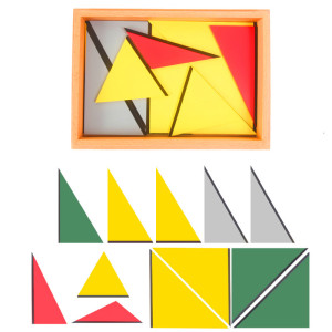 蒙氏教具蒙特梭利蒙台梭利早教教具感官几何专业构建盒构成三角形