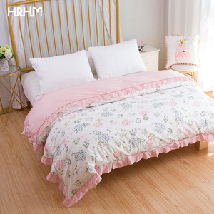 hrhm单件纯棉全棉花边单被套2x2.3米大被套碎花田园风被罩2.2x2.