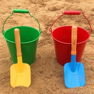 沙滩玩具儿童铲子小桶套装加厚金属中号桶铲海边户外园艺挖沙工具
