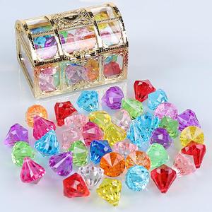 儿童宝石玩具水晶女孩塑料亚克力彩色大钻石公主小爱心宝藏宝箱盒