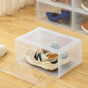 硬塑料鞋盒式鞋柜篮球鞋收纳盒透明单个鞋子存放盒收藏柜鞋架鞋箱