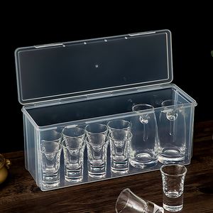 白酒杯分酒器收纳盒透明防尘小酒杯架子置物架放白酒杯子弹杯盒子