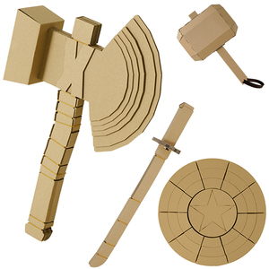 手工diy武器制作儿童玩具武士刀战斧子头盾牌模型瓦楞纸壳板箱盒