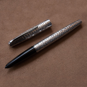 胖叔钢笔优化版英雄100金笔14k全钢湖蓝米灰礼盒锤纹学生练字日用