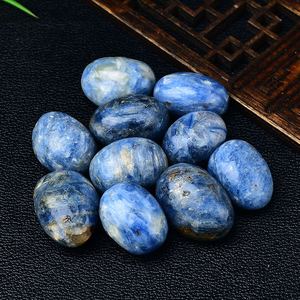 天然蓝晶石原石大颗粒摆件椭圆形蓝色水晶把玩手把件矿石标本