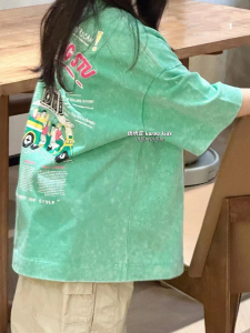 波拉bora韩国童装女童短袖T恤2024新款儿童磨砂高端韩版上衣男童