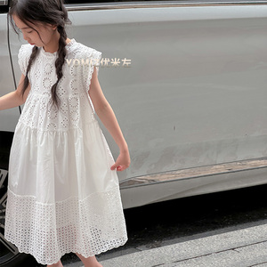 波拉bora韩国童装甜美气质女童蕾丝公主裙2024夏季洋气女童连衣裙