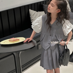 波拉bora韩国童装女童套装洋气时髦2024新款儿童夏装两件套裙潮