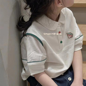 波拉bora韩国童装女童洋气Polo衫2024春夏装女孩泡泡袖T恤短袖潮