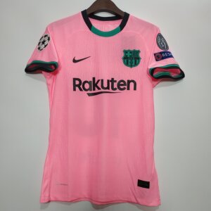 2021西甲联赛巴萨二客粉色球员版球衣梅西10号泰版成人足球服套装