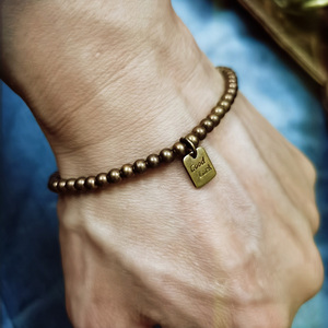 极细纯铜手链男个性黄铜手串女生细珠礼物百搭做旧复古精致细珠链