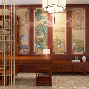 中式复古古代国风壁画背景墙壁纸饭店餐厅酒楼装修墙布红楼梦墙纸