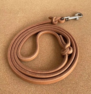 超细真皮短牵 意大利黄牛皮牵引带原色精品遛狗绳 中小型犬牵引绳