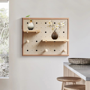 新中式配电箱装饰画遮挡箱木质洞洞置物架创意墙壁实木电表箱挂画