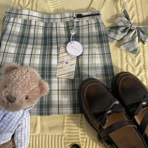 猫耳酱jk原创制服裙兔缝缝温柔一刀雪松春夏款半身格裙女青箬 领