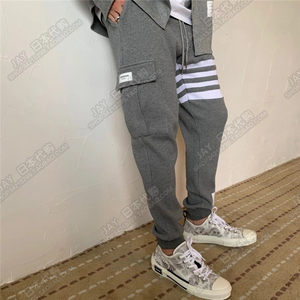 thom browne 日本代购20秋冬tb四杠条纹工装裤华夫格男女休闲卫裤