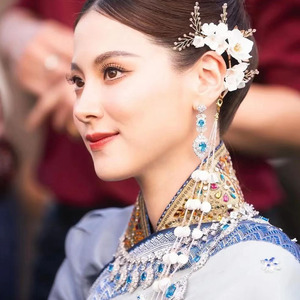跨境泰国小水同款树脂花米珠合金发夹耳挂新娘饰品结婚礼服头饰品