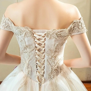 婚纱礼服伴娘服后背绑带子挡布挡板系带子抽绳半绑长白色酒红