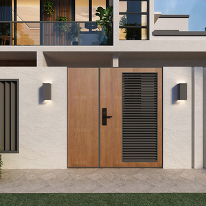 铝合金热转印木纹庭院门别墅大门户外现代简约院子门八字对开门