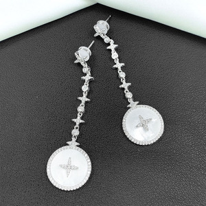 primary apm白贝母对称耳钉长款流苏星星耳环耳坠纯银ins女潮耳饰_阿