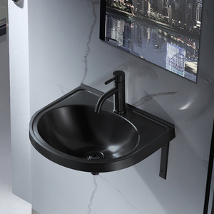 摩森高 新款北欧黑色不锈钢洗脸盆洗漱台挂墙式洗手盆水盆卫生间