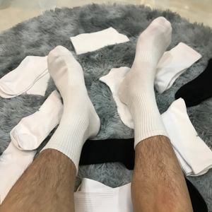 纯色长筒袜竖条纹简约风日系中筒袜ins潮百搭街头滑板白袜子男gay