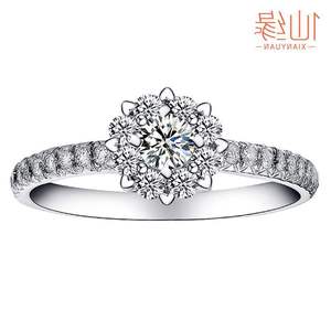 糊涂老庙祝1克拉群镶钻戒女戒指求婚婚戒砖石砖戒小鸟真钻正品一