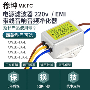 带线音响音频净化CW1B1A3A6A10A抗干扰220V低通电源EMI滤波器模块