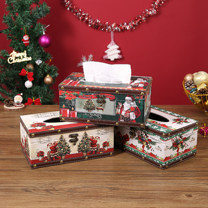 复古皮革纸巾盒家用客厅轻奢高档圣诞节装饰抽纸盒桌面餐巾纸盒子