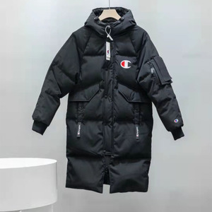 日版champion冠军连帽长款羽绒服男女加厚情侣过膝外套新款冬装潮