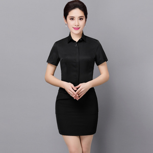 海澜之家男女同款职业套装衬衫短袖夏季白衬衣工作服纽扣正装大码