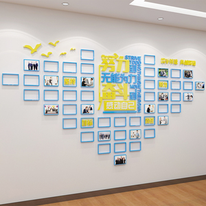 公司企业文化团队形象展示员工风采照片墙贴纸办公室装饰励志标语