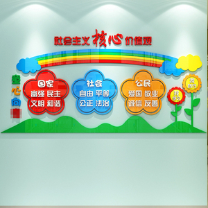 社会主义核心价值观贴纸幼儿园教室装饰材料环创主题文化墙面成品