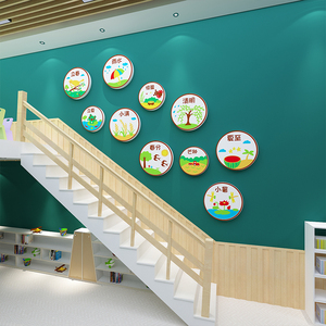 幼儿园楼梯台阶墙面贴纸装饰文化二十四节气主题环创境用品创布置