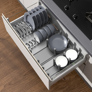 顶点厨房碗碟收纳架抽屉式沥水碗架内置柜橱柜碗盘收纳分隔置物架