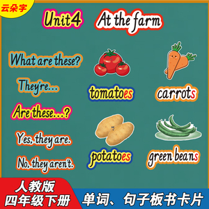 pep人教版小学英语单词句子型卡片四年级下册教具公开课板书设计