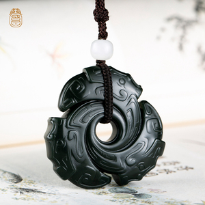 【李卓玉雕】璇玑 和田玉青海黑青一细料仿古玉佩挂件 李卓作品