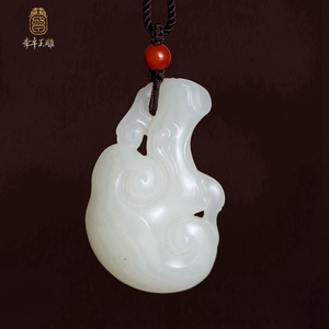 灵芝如意 新疆和田玉籽料一级白植物挂件吊坠苏工 李卓玉雕