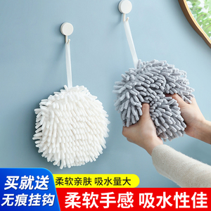 日本kinbata雪尼尔擦手球挂式擦手巾厨房加厚吸水速干卫生间抹布