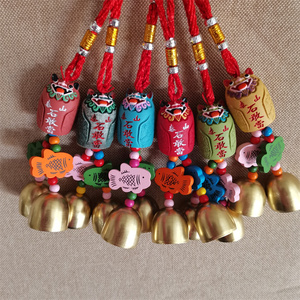 泰山旅游纪念品石敢当招财虎头铜铃铛饰品卡通风水车载挂件礼物