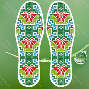 芝伊几何格子图形十字绣鞋垫子新款花样立体刺绣不褪色自己绣