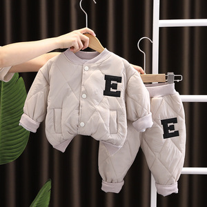 婴儿衣服冬装夹棉加厚保暖棉服套装一周岁男宝宝冬季棉衣外出童装