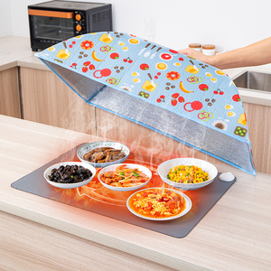 电加热保温菜罩冬季家用防尘食物罩恒温可折叠暖菜罩插电保温菜垫