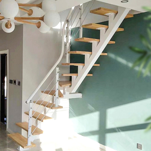 整体楼梯直梁踏步室内家用实木钢木现代复式跃层阁楼简约厂家定制