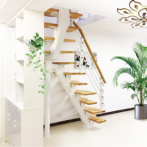 迷你楼梯钢木直梁复式家用室内阁楼整体隔层简约小楼梯厂家定制
